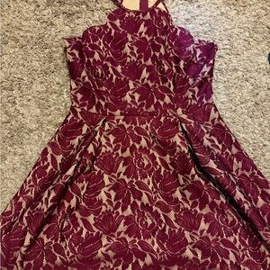 Charlotte Russe Burgundy Floral Lace High Low Dress